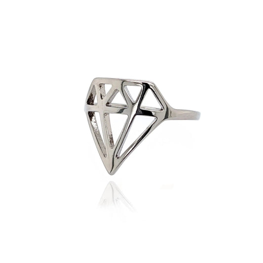 DIAMOND RING RHODIUM - Drusy Shop