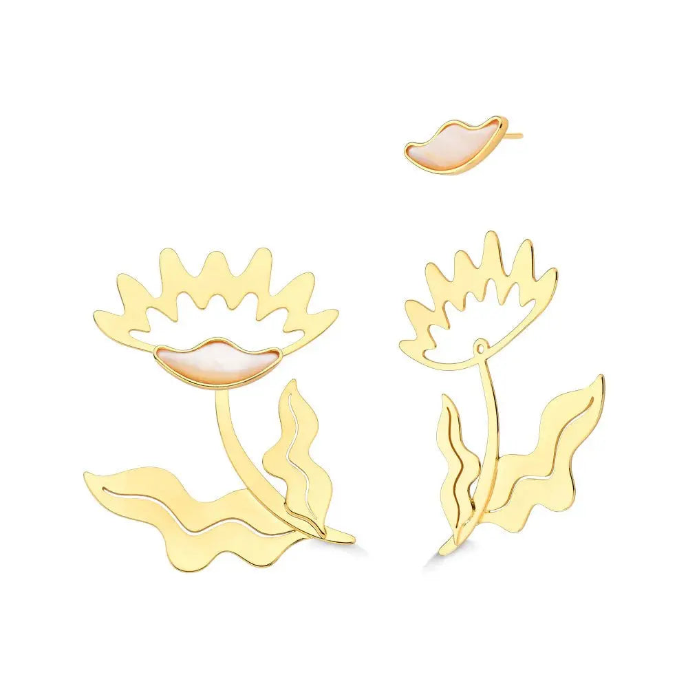 MD2180 - FLOR DENTE DE LEAO EARRING - AMAGO - COLLAB ALEHA - Drusy Shop